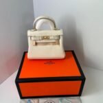Hermes Mini Kelly Bag Epsom White Gold Hardware 20Cm - Image 2