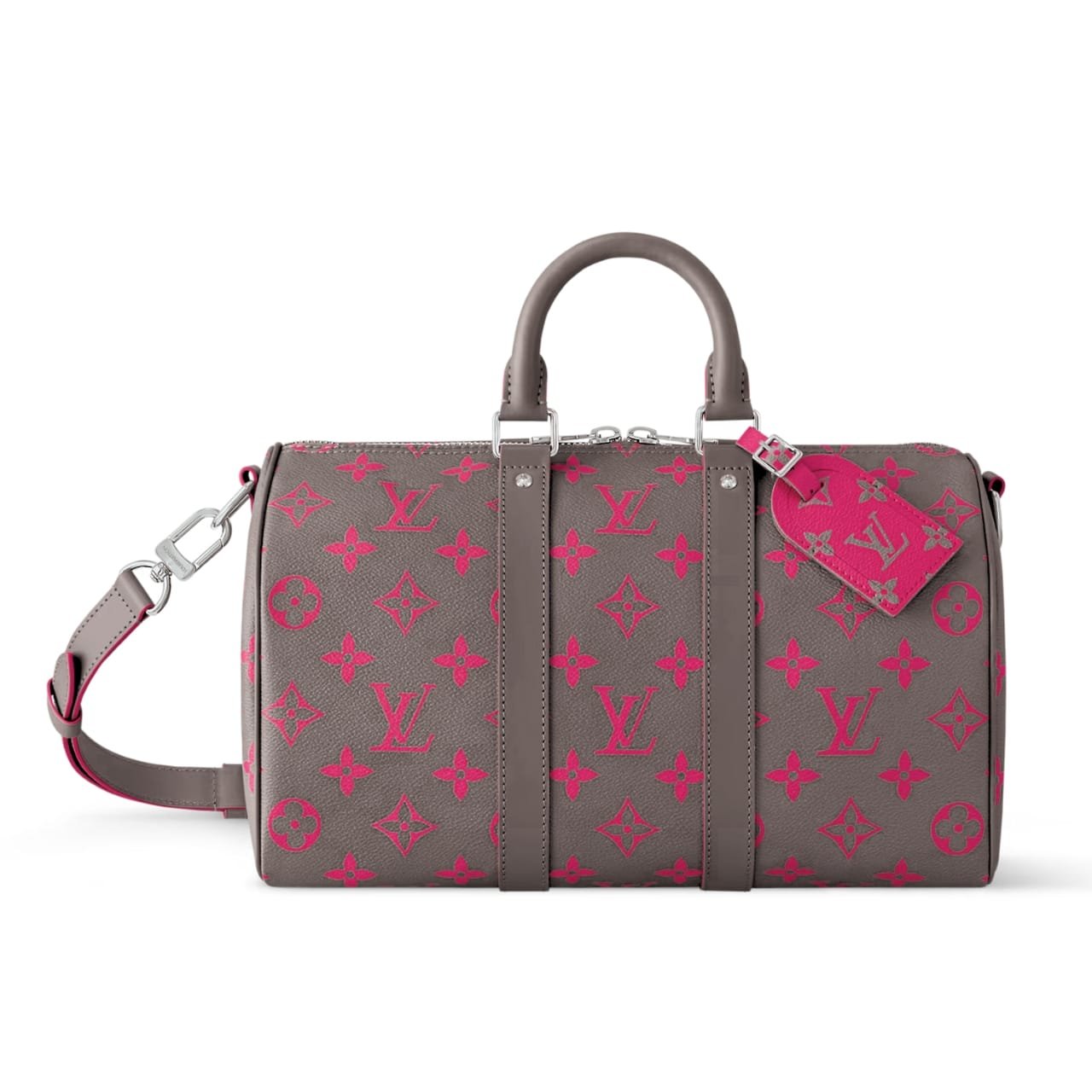 63-2 Louis Vuitton Keepall Bandoulière 35 Gray And Pink 34Cm M15023 - Image 1