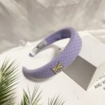 Louis Vuitton Lv Tweed Headband With Gold Logo In Purple - Image 4