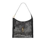 Saint Laurent Oxalis In Raffia Crochet And Leather Black 41Cm 781289Gaaea1000