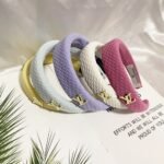 Louis Vuitton Lv Tweed Headband With Gold Logo In Purple - Image 2