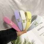 Louis Vuitton Lv Tweed Headband With Gold Logo In Purple - Image 5