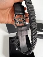 Chanel Cc Elastic Belt Leather With Silver Metal 30Mm - Image 5