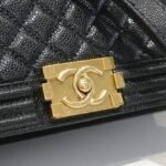 Chanel Boy Medium Handbag Grained And Gold Tone Metal Black 25Cm - Image 7