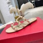 Valentino Garavani Rockstud Flat Slide Sandal Beige 5W2S0C49Vod P45 - Image 5