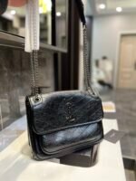 Saint Laurent Niki Medium In Vintage Leather Black With Silver Hardware 28Cm - Image 2