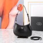 Prada Cleo Brushed Leather Shoulder Bag Black 27Cm 1Bc499 Zo6 F0002 V Ooo - Image 2