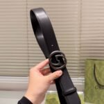 Gucci Belt With Interlocking G Buckle Black Leather 774153 0Ya0V 1000 - Image 2