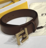 Fendi Brown Leather Belt With Ff Gold Buckle 40Mm - Image 7