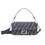 Fendi Baguette Ff Chenille Bag Dark Blue 27Cm