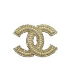 Chanel Cc Brooch Gold With Pearls In The Middle