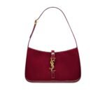 Saint Laurent Le 5 A 7 Patent Hobo Bag In Shiny Leather Wine Red 25Cm