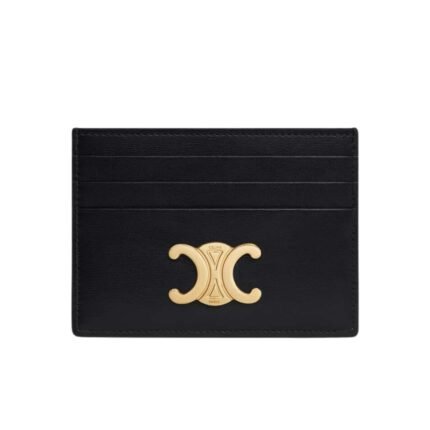 Celine Card Holder Triomphe In Shiny Leather Black 11Cm 10L833Dpv 38No
