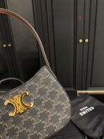 Celine Medium Tilly Bag In Triomphe Canvas And Calfskin Tan 21Cm 115702Cuz 04Lu - Image 7