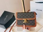 Celine Classique Triomphe Bag In Triomphe Canvas And Calfskin Tan 22Cm 191242Bz404Lu - Image 8