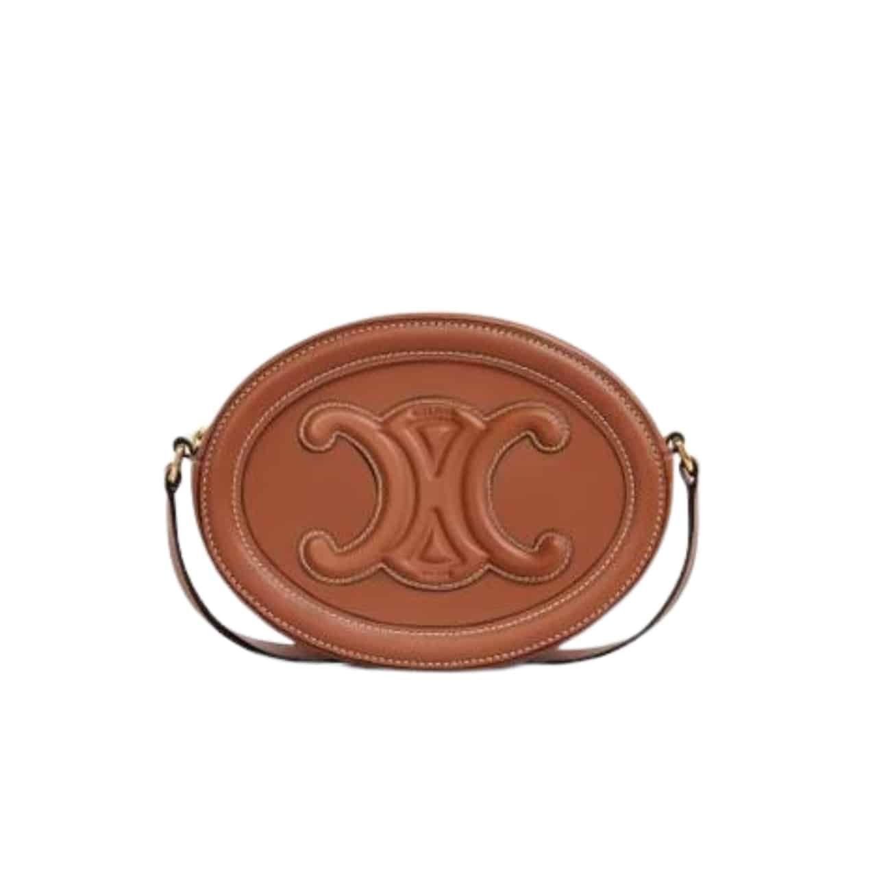 CLB1-2 Celine Crossbody Oval Purse Cuir Triomphe In Smooth Calfskin Tan 10I703Dpq04Lu - Image 1