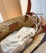 Celine Triomphe Celine Panier In Palm Leaves Heart Logo Tan 20Cm - Image 6