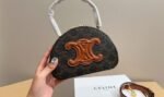 Celine Half Moon Case Cuir Triomphe In Triomphe Canvas And Calfskin Tan 18Cm 10K642Ecm 04Lu - Image 3
