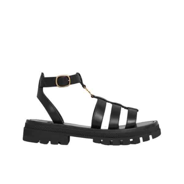 xr:d:DAFq60kf68c:534,j:3380351276298794889,t:23081503 Celine Clea Triomphe Gladiator Chunky Sandal In Calfskin Black 343593023C38No - Image 1