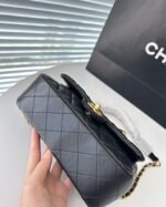 Chanel Flap Bag With Top Handle And Wenge Wood Black 20Cm As4151 B13085 94305 - Image 2