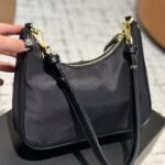 Prada Leather Pocket Re Nylon Shoulder Bag Black 22Cm - Image 4