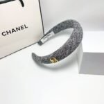 Chanel Cc Tweed Headband With Gold Hardware Grey - Image 2