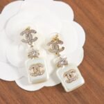 Chanel Pearl Resin Crystal Cc Perfume Bottle Drop Earrings - Image 3