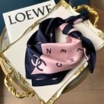 Chanel Multi Letters Square Silk Scarf Pink Blue - Image 6
