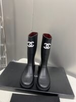Chanel Rubber Rain Boots Black G39620 X56326 94305 - Image 9