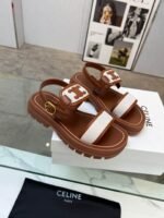 Celine Clea Triomphe Sandal In Calfskin Vegetal Tanning Beige 353872270C04Ub - Image 3