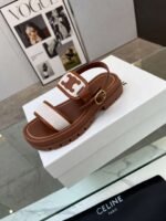Celine Clea Triomphe Sandal In Calfskin Vegetal Tanning Canvas 353872270C04Ub - Image 4