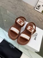 Celine Clea Triomphe Sandal In Calfskin Vegetal Tanning Canvas 353872270C04Ub - Image 2