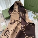 Gucci Gg Jacquard Wool Silk Scarf Brown And Beige 180Cm 495592 4G350 2179 - Image 7