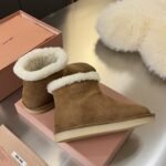 Miumiu Suede And Shearling Booties Dark Brown 5T515E Z0G F0324 F Zf15 - Image 8