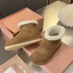 Miumiu Suede And Shearling Booties Dark Brown 5T515E Z0G F0324 F Zf15 - Image 7