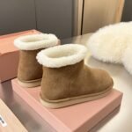 Miumiu Suede And Shearling Booties Dark Brown 5T515E Z0G F0324 F Zf15 - Image 5