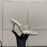 Gucci Women Slide Sandal With Crystal Interlocking G Silver 852663 0Mw00 8106 - Image 2