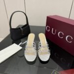 Gucci Women Slide Sandal With Crystal Interlocking G Silver 852663 0Mw00 8106 - Image 3