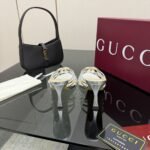 Gucci Women Slide Sandal With Crystal Interlocking G Silver 852663 0Mw00 8106 - Image 6