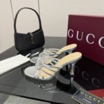 Gucci Women Slide Sandal With Crystal Interlocking G Silver 852663 0Mw00 8106 - Image 7