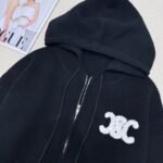 Celine Sweatshirt Jacket With Maxi Triomphe Logo Navy Blue - Image 3