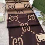 Gucci Gg Jacquard Wool Silk Scarf Brown And Beige 180Cm 495592 4G350 2179 - Image 5