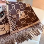 Gucci Gg Jacquard Knitted Scarf Brown 180Cm - Image 3