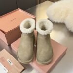 Miumiu Suede And Shearling Booties Desert Beige 5T515E Z0G F0F24 F Zf15 - Image 2