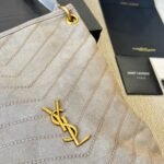 Saint Laurent Niki Supple Bucket In Suede Gray 38Cm - Image 5