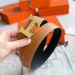 Hermes Constance Guillochee Belt Buckle And Reversible Leather Strap 32 Mm Gold Orange H079645Cc06 - Image 6