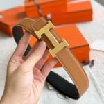 Hermes Constance Guillochee Belt Buckle And Reversible Leather Strap 32 Mm Gold Orange H079645Cc06 - Image 5
