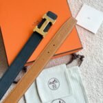 Hermes Constance Guillochee Belt Buckle And Reversible Leather Strap 32 Mm Gold Orange H079645Cc06 - Image 4