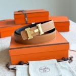 Hermes Constance Guillochee Belt Buckle And Reversible Leather Strap 32 Mm Gold Orange H079645Cc06 - Image 3