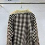 Miumiu Fleece Lined Checked Blouson Jacket Dark Brown Ml1358 18Aa F049P S Ooo - Image 7